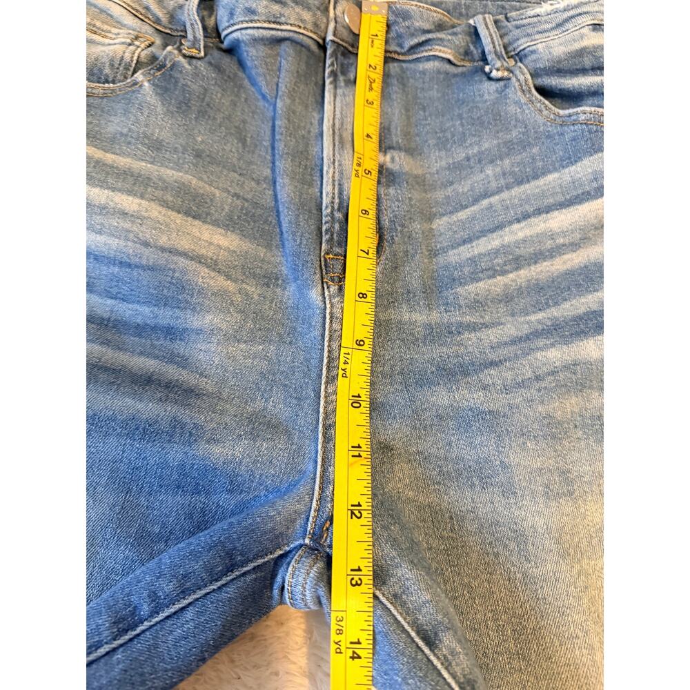 Risen Jeans Distressed Wide Leg Raw Fringe Hem Denim 34 Waist - Picture 5 of 7